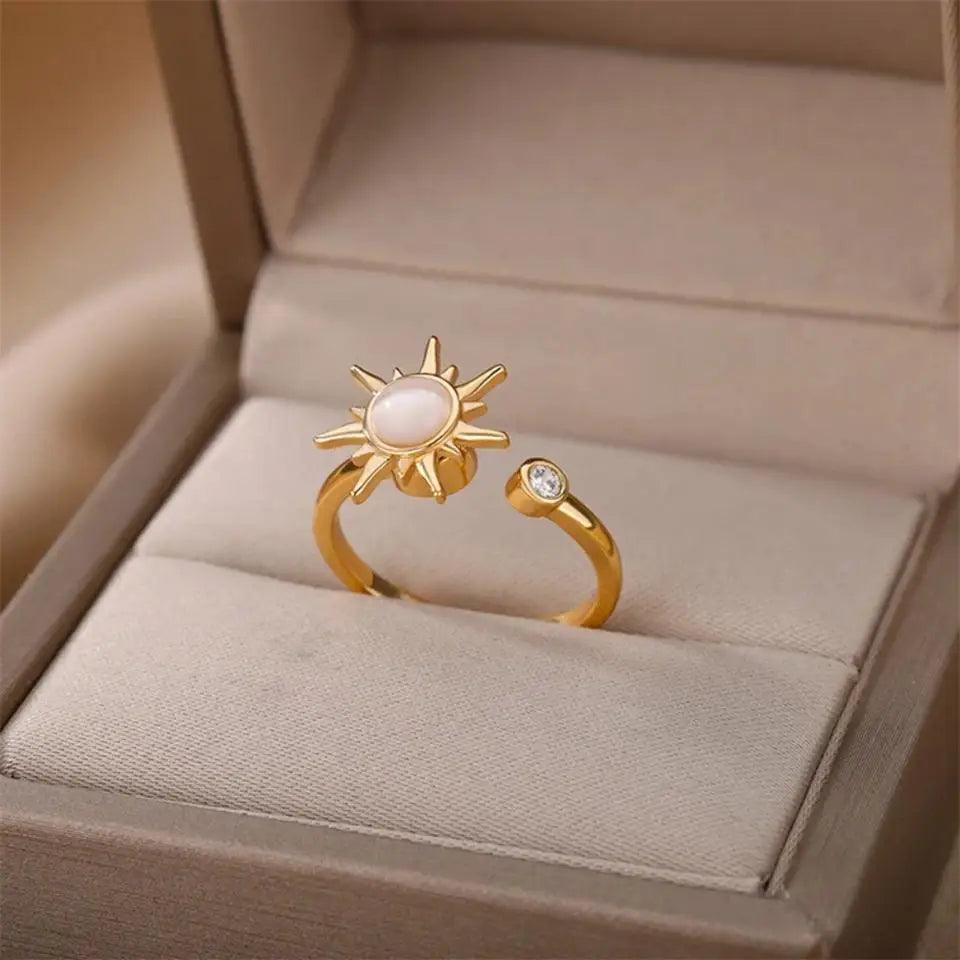 Womens Sun Spinner Anxiety Ring