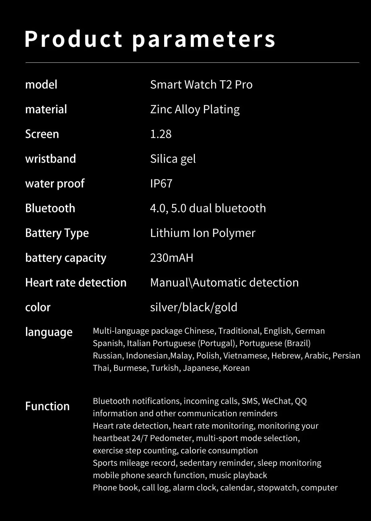 Smart Bluetooth Fitness Watch