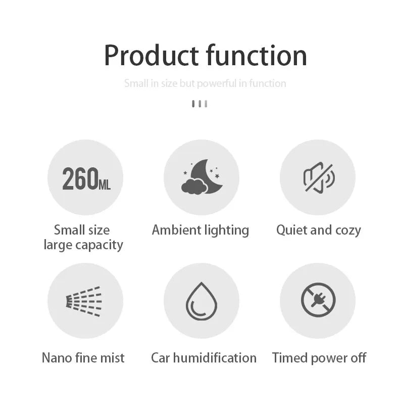 260ml Portable Humidifier and Diffuser
