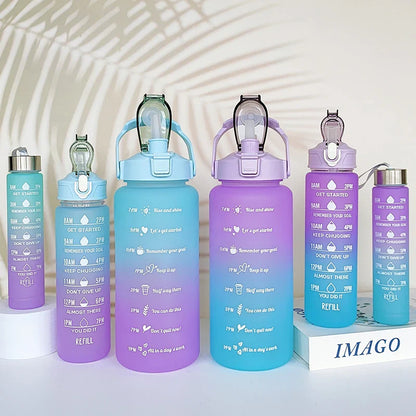 3Pcs Gradient Sports Water Bottle Set
