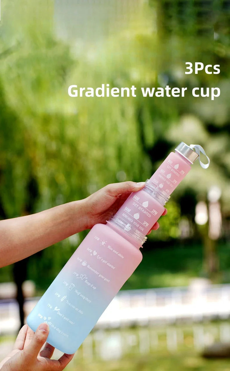 3Pcs Gradient Sports Water Bottle Set